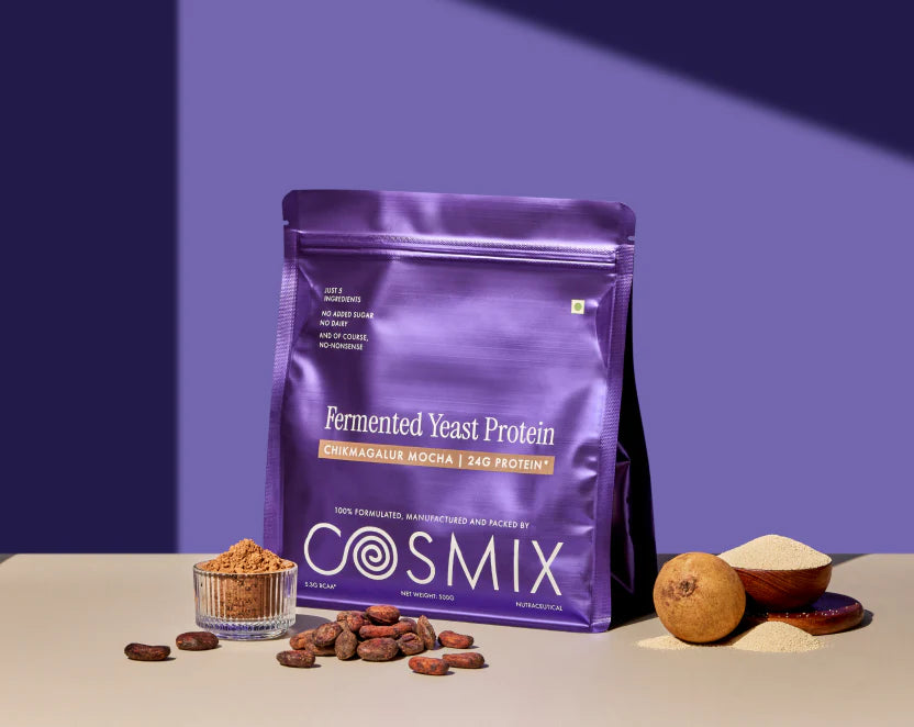 Protein Powder | Chikmagalur Mocha Protein (24g Protein Per Serving) - Fermented Yeast Protein – No Nonsense – No Added Sugar, No Added Sugar & No Added Artificial Flavours – Cosmix – 500gm