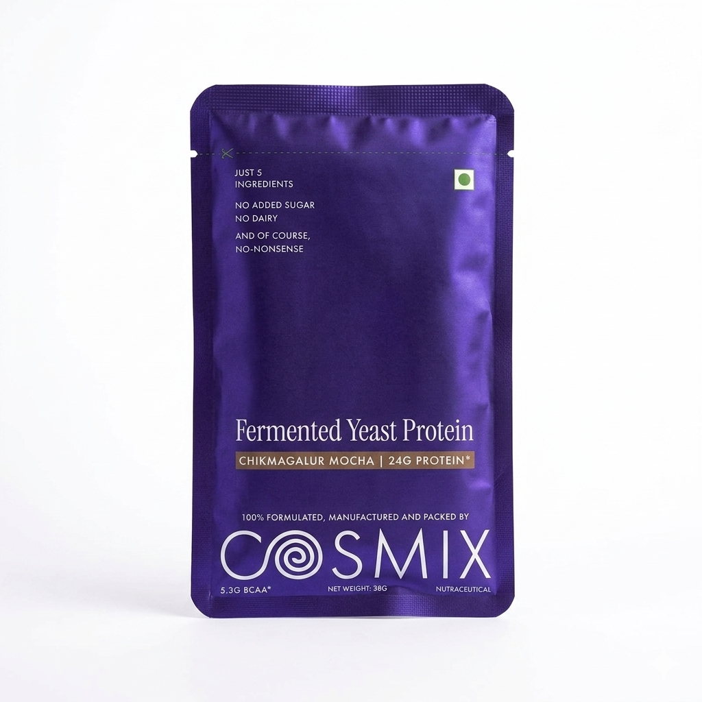 Protein Powder | Chikmagalur Mocha (24g Protein Per Serving) - Fermented Yeast Protein – No Nonsense – No Added Sugar, No Added Sugar &amp; No Added Artificial Flavours – Cosmix – 38gm