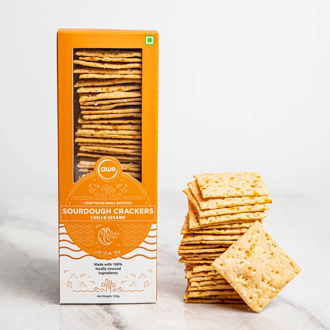 Sourdough Crackers | (Chili &amp; Sesame) – Preservatives Free &amp; No Msg – Awe – 150gm
