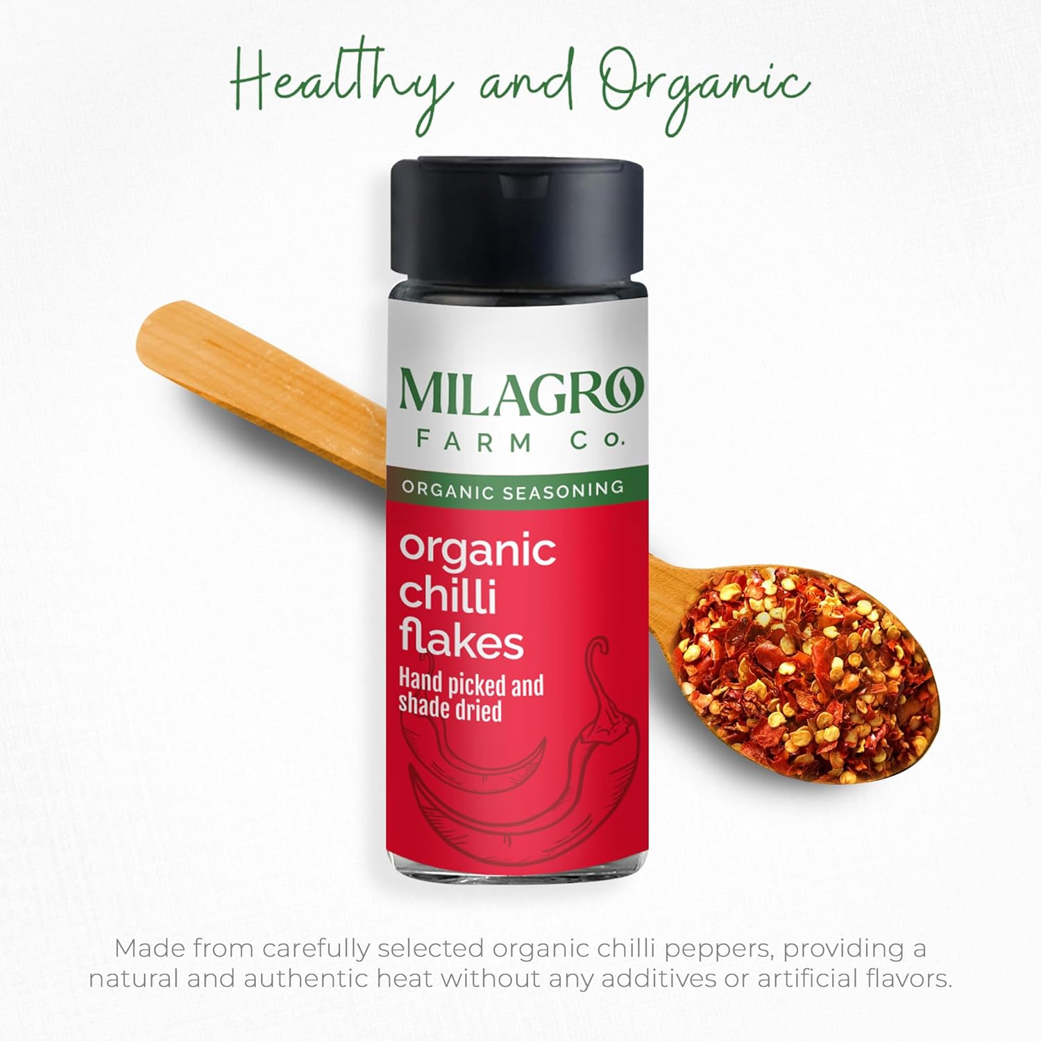 Seasoning | Chilli Flakes Seasoning - Hand Picked And Shade Dried - Organic – Milagro Farm Co. – 45gm