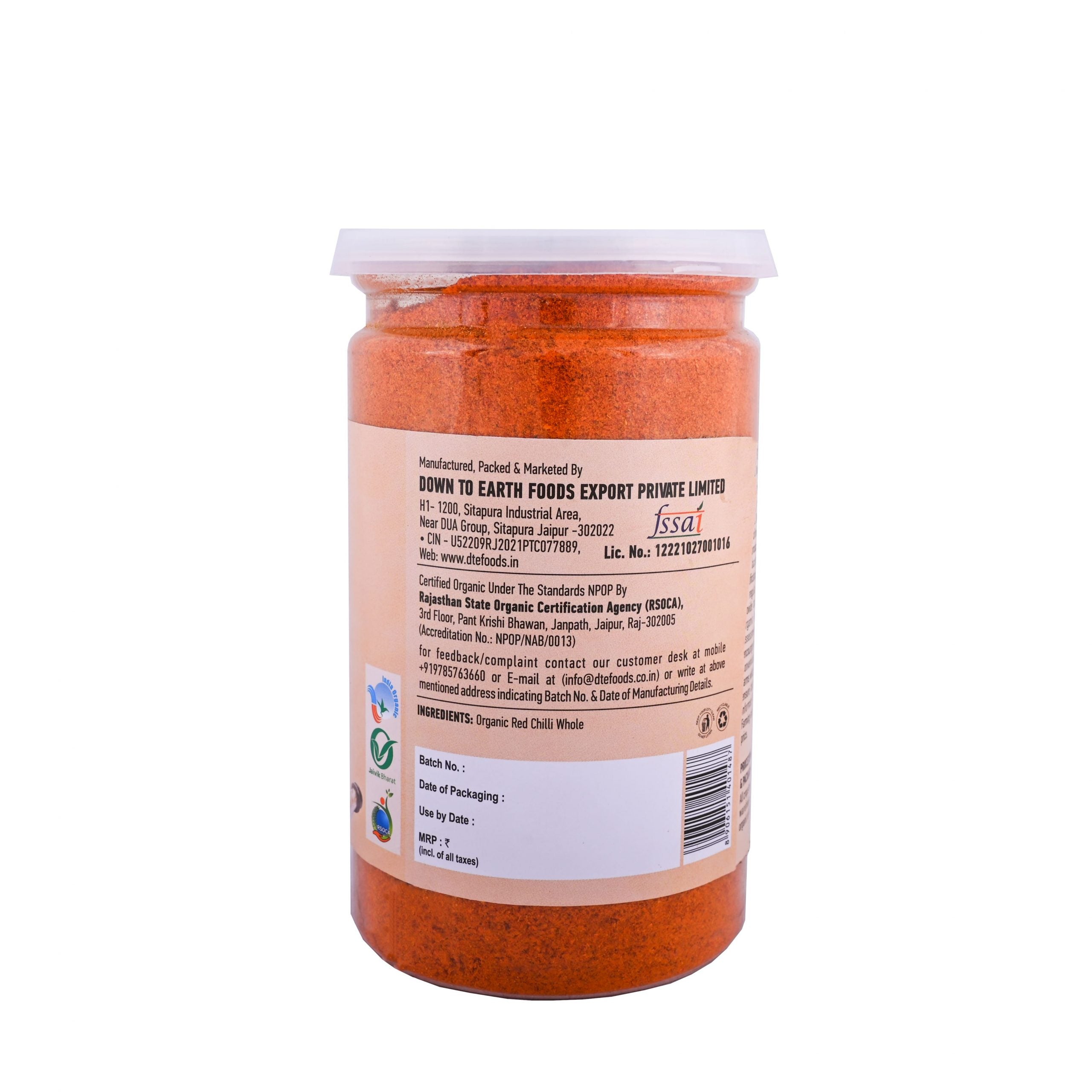 Chilli Powder | Kashmiri Lal Mirch – Organic – DTE – 250gm
