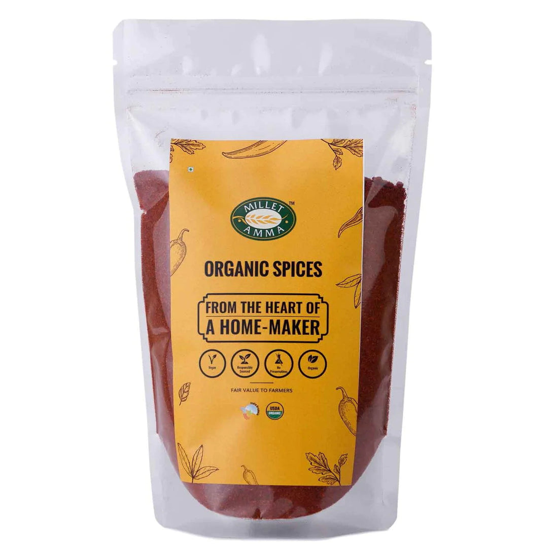 Chilli Whole | Red (Guntur) - Organic - Vegan & Gluten Free - Millet Amma - 100gm