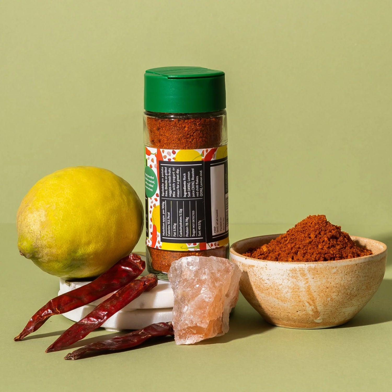 Salt | Chilli Lime Salt - Fragrant &amp; Spicy - Hand pounded - No Artificial Preservatives - Aamra - 70gm