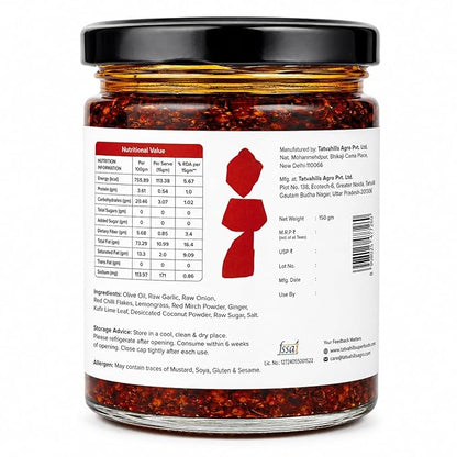Chilli Oil | Spicy Garlic with Crispy Chilli Flakes &amp; Olive Oil-All-Natural - Perfect for Noodles, Fried Rice, Dumplings, Toast &amp; More - Handcrafted for Bold Flavour &amp; Crunch-No Preservatives  – Tatva Hills – 150gm