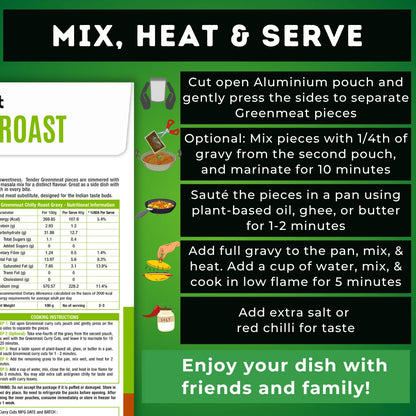 Chilly Roast Instant -Vegetarian &amp; Dairy Free , 100% Plant Based - Easy To Cook, Ready To Eat -  Heigh Protein, Rich Fibers   – No Added Preservatives, No Cholestrol, No Trans Fat –Greenmeat – (2 - 3 Serving) – 250gm