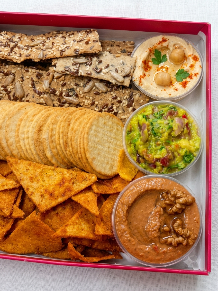 Chip and Dip Box- Premium Snacking &amp; Festive Gift Hamper- Made with Organic Ingredients - Ultimate Snack Platter