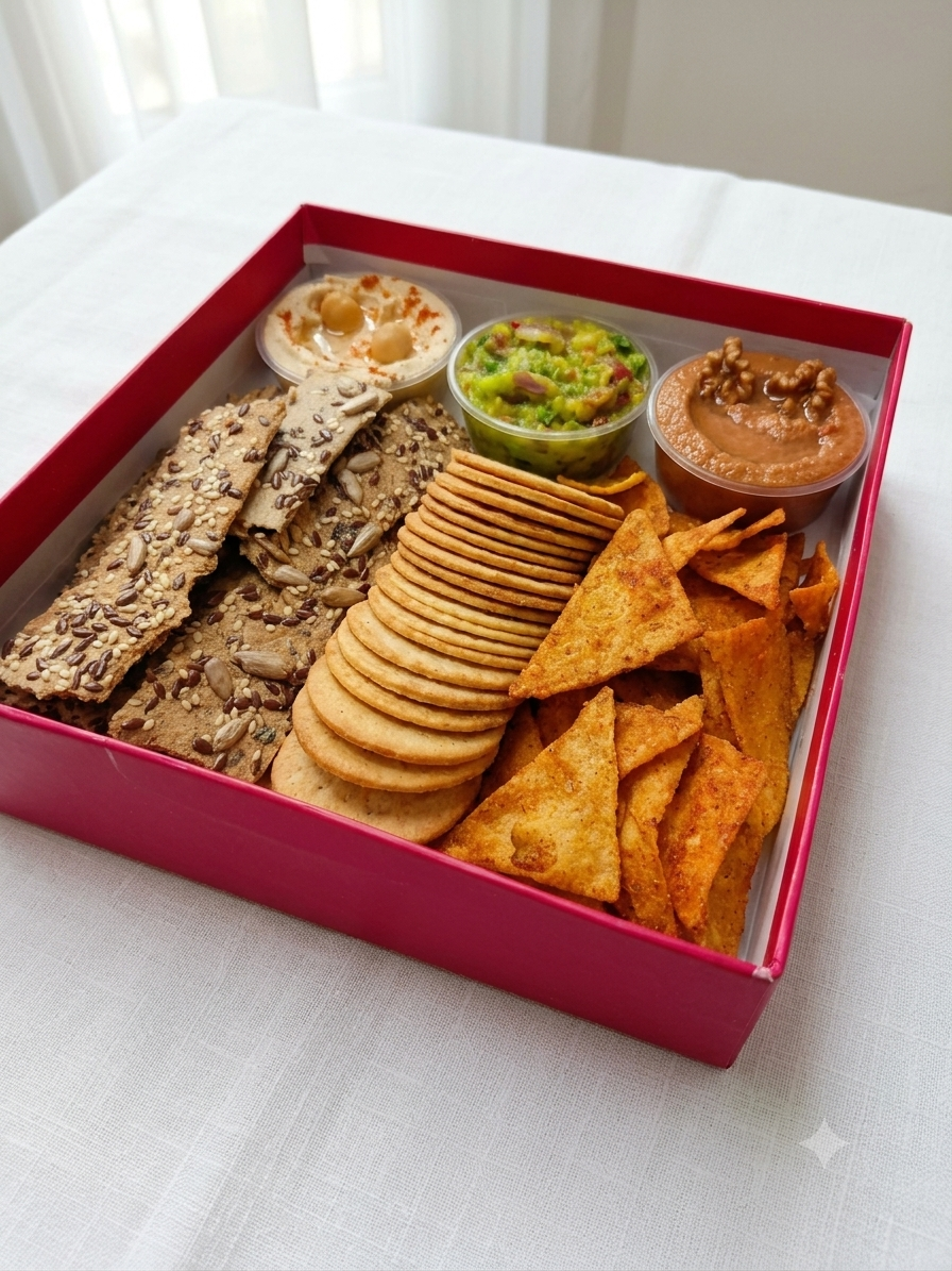 Chip and Dip Box- Premium Snacking &amp; Festive Gift Hamper- Made with Organic Ingredients - Ultimate Snack Platter