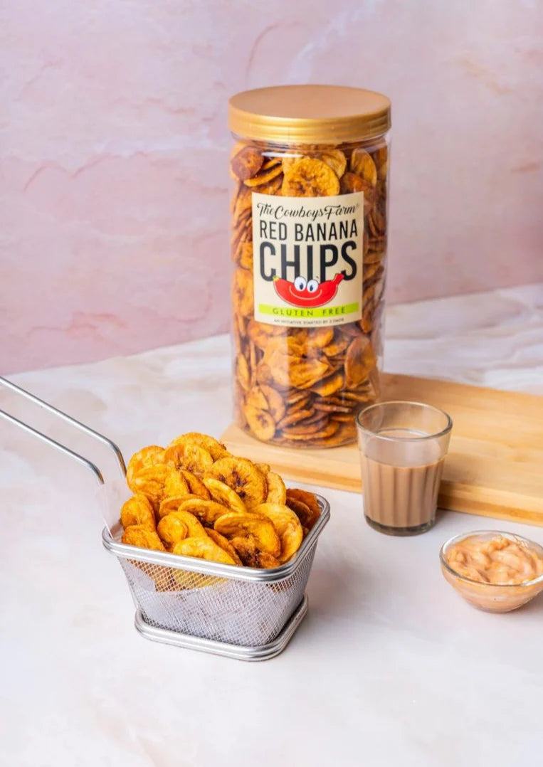 Chips | Red Banana Chips -Gluten Free, No Added Preservatives &amp; Zero Cholestrol - The Cow Boys Farm – 400gm