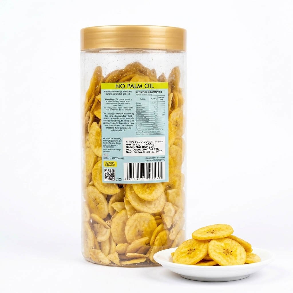 Banana Chips | (Classic)-Made In Coconut Oil - Gluten Free, No Onion, No Garlic, No Palm Oil &amp; No Added Preservatives - The Cow Boys Farm – 400gm