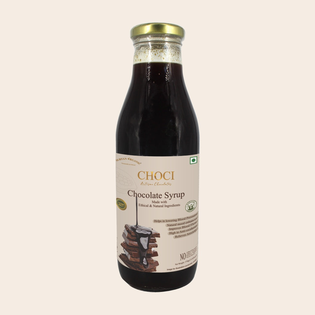 Syrup | Choci - Chocolate Syrup (Made With Natural And Ethical Ingredients) - Natural - Sulphur Free, Cane Free, No Colors, No Preservatives &amp; No Artificial Flavour - Suryan Organic - 268ml