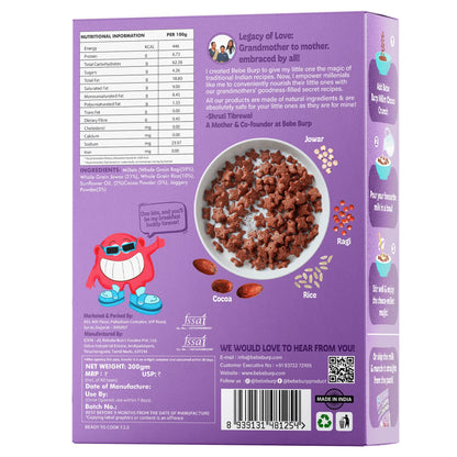 Choco Crunch | Millet Ragi &amp; Chocolate Choco Crunch - 100% Gluten Free-  Easy Digest, High Protein, High Calcium - (No Trans Fat,  No Artificial Flavors &amp;amp; No Preservatives  - Bebe Burp- 300gm