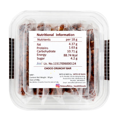 Choco Crunchy Bar | Natural - No Added Preservatives &amp; No Added Sugar – Bites Of Bliss – 90gm