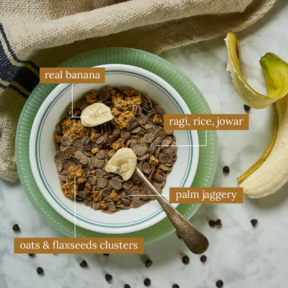 Chocochip Oat Clusters &amp;amp; Ragi Flakes With Banana - Wingreens Harvest - 350gm