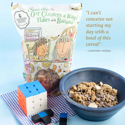Chocochip Oat Clusters &amp;amp; Ragi Flakes With Banana - Wingreens Harvest - 350gm