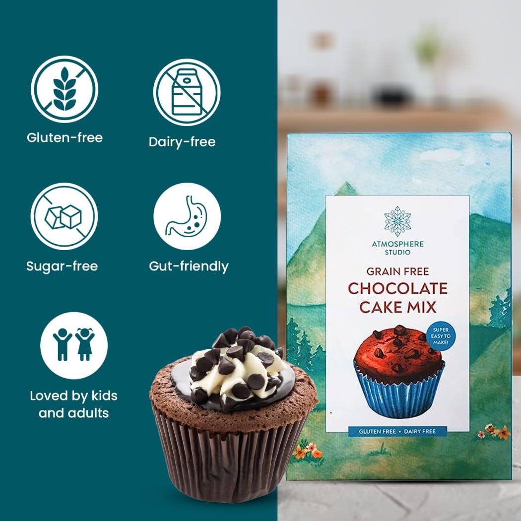 Chocolate Cake Mix | Gluten Free, Grain Free, Guilt Free, Sugar Free &amp;amp; Dairy Free - Atmosphere - 300gm