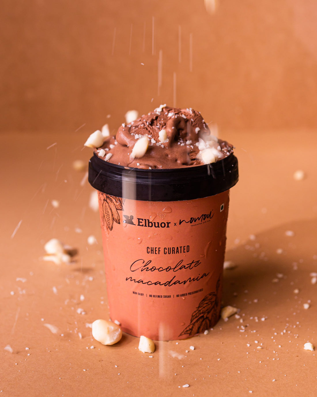 Gelato | Chocolate Macadamia Ice Cream – Chef Curated - Vegan, Diabetic Friendly & Non Dairy – Nomou – 500ml