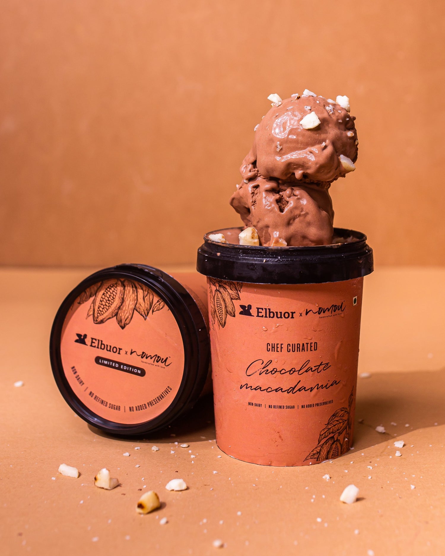 Gelato | Chocolate Macadamia Ice Cream – Chef Curated - Vegan, Diabetic Friendly &amp;amp; Non Dairy – Nomou – 500ml