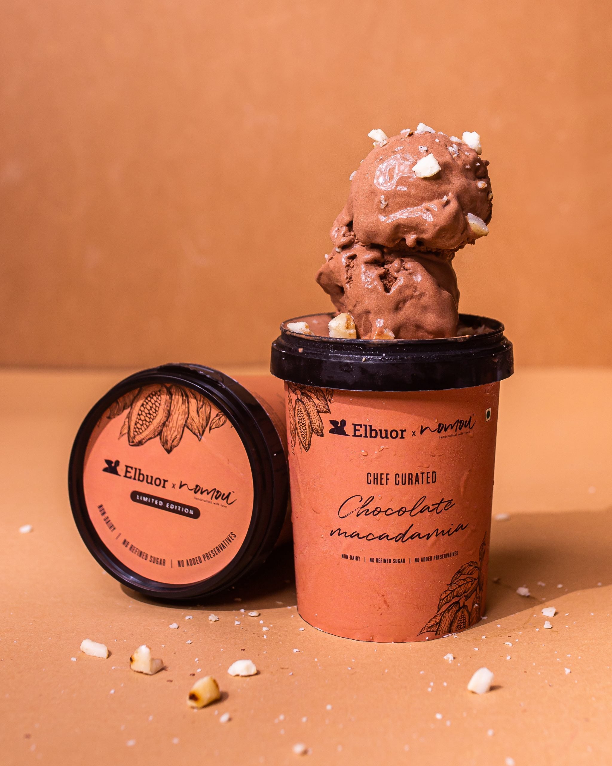 Gelato | Chocolate Macadamia Ice Cream – Chef Curated - Vegan, Diabetic Friendly &amp;amp; Non Dairy – Nomou – 500ml