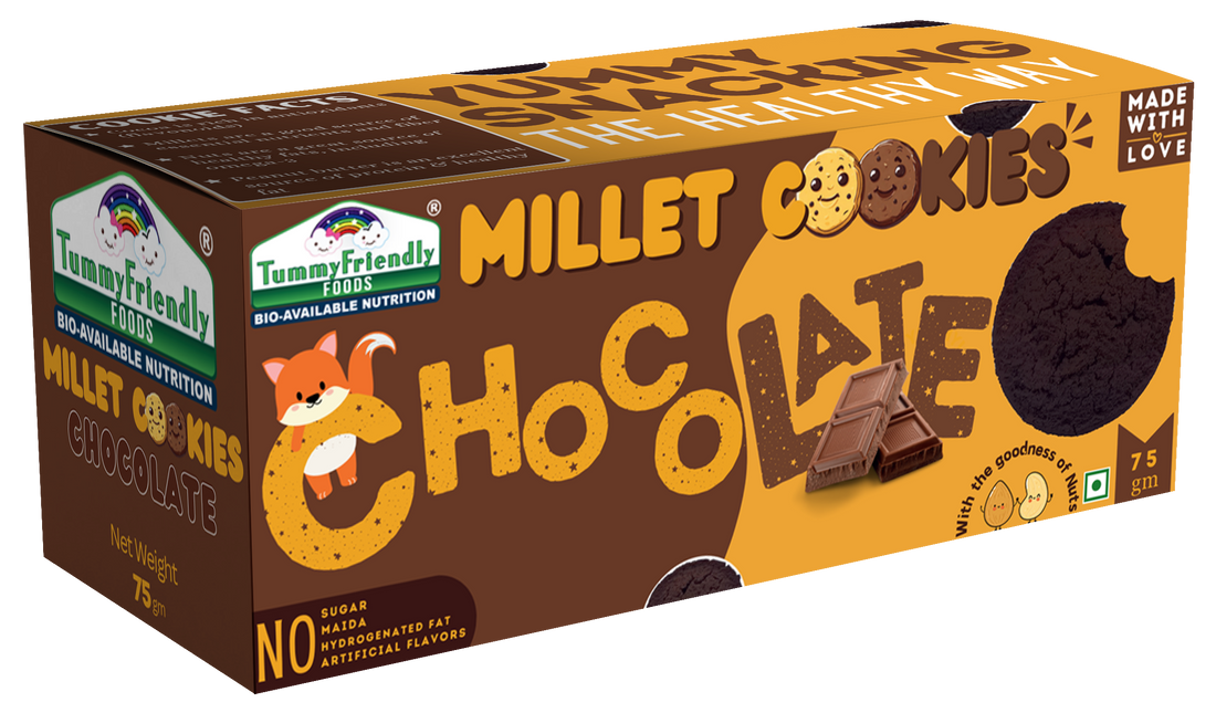Millet Cookies | Chocolate – Gluten Free, No Added Sugar, Maida, Hydrogenated Fat & No Added Artificial Flavors – Tummy Friendly – 75gm