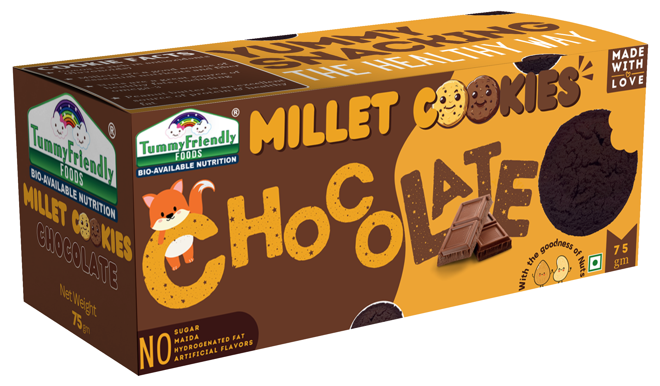 Millet Cookies | Chocolate – Gluten Free, No Added Sugar, Maida, Hydrogenated Fat &amp;amp; No Added Artificial Flavors – Tummy Friendly – 75gm