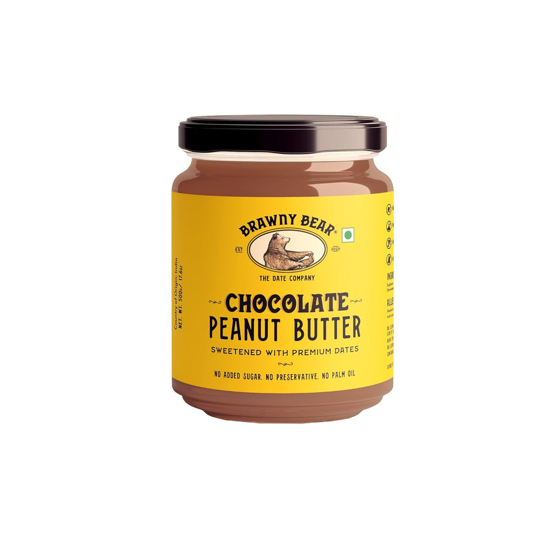 Peanut Butter | Chocolate Peanut Butter Sweetened With Premium Dates - No Added Sugar, High In Protein, No Trans Fat & No Palm Oil - Brawny Bear - 200gm