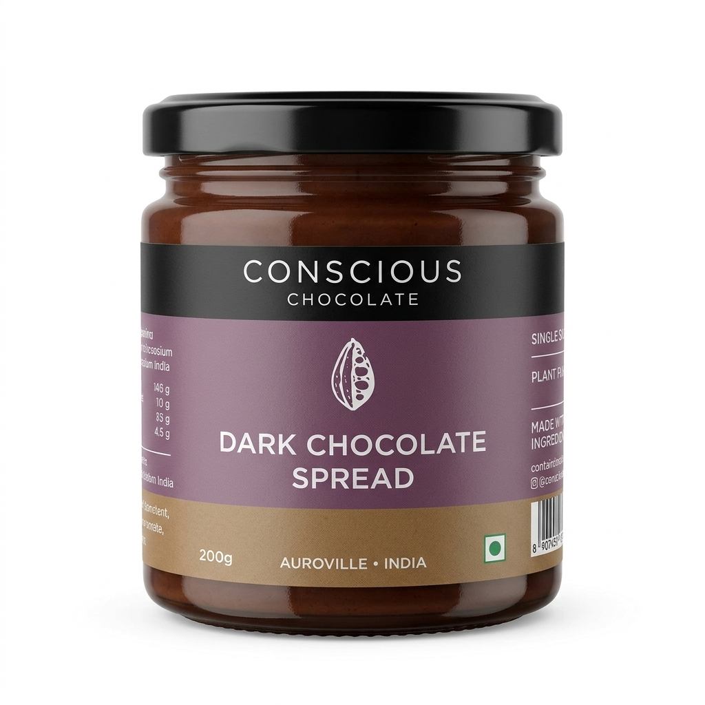 Chocolate Spread | Dark Chocolate Spread - Single Origin – Organic Cacao - Vegan, Dairy Free &amp;amp; Soy Free - Conscious Living– 200gm
