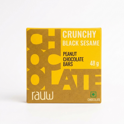 Chocolate | Peanut Chocolate Bars (Crunchy Black Sesame)- 100% Plant Based  - No  Preservative, artificial flavors or emulsifiers - Rauw - 48gm
