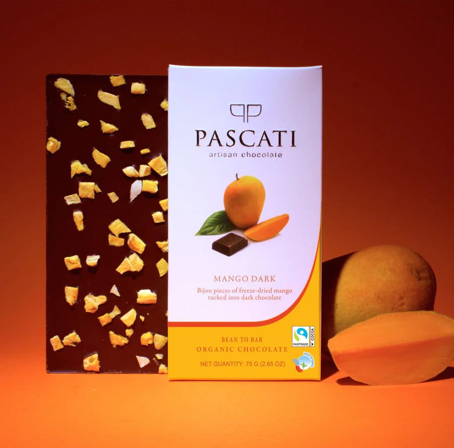 Dark Chocolate | Mango Dark Chocolate - USDA Organic Chocolate - Bean To Bar - Vegan &amp; Gluten Free - Pascati - 75gm