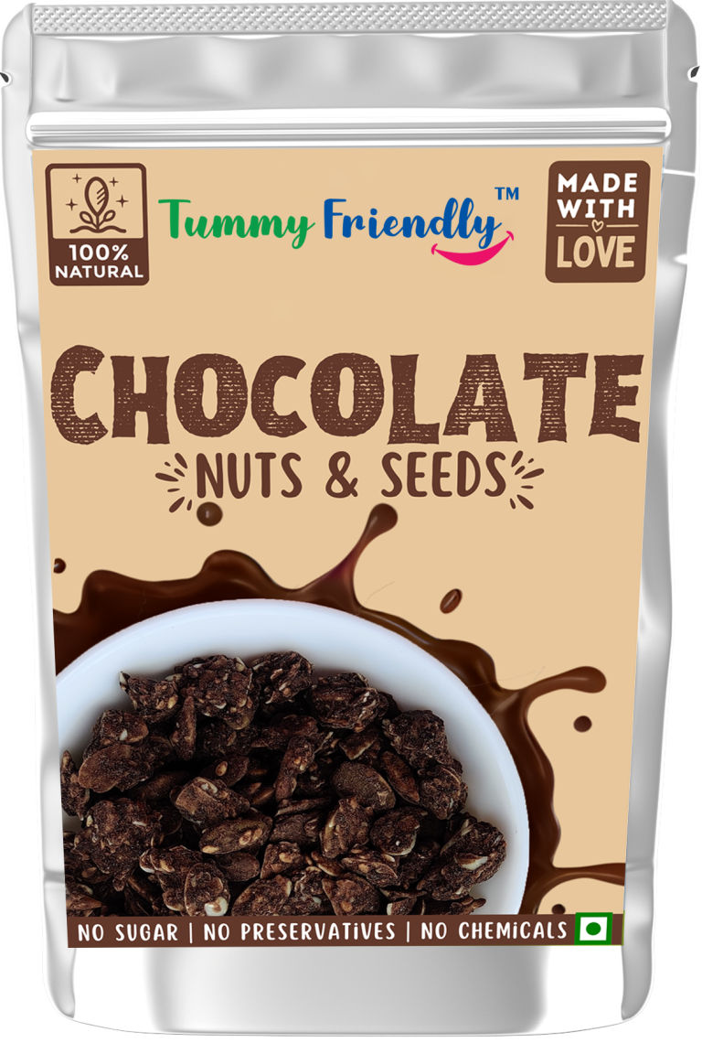 Chocolate Nuts and Seeds Mix |  100% Natural - No Sugar &amp; No Preservatives - Tummy Friendly - 50gm
