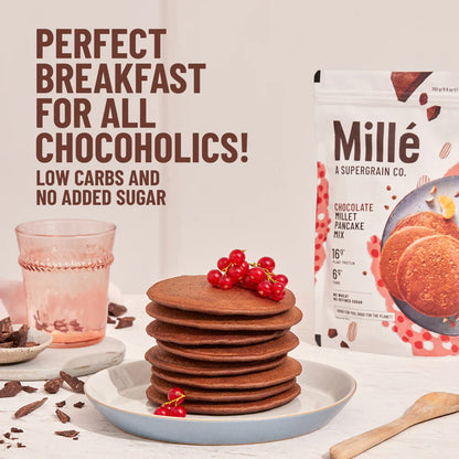 Pancake | Chocolate Pancake mix - 16g Protein - 100% Real Cocoa - No Maida, No Atta &amp; No Refined Sugar - Mille&