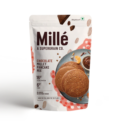 Pancake | Chocolate Pancake mix - 16g Protein - 100% Real Cocoa - No Maida, No Atta &amp; No Refined Sugar - Mille&