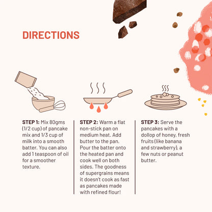 Pancake | Chocolate Pancake mix - 16g Protein - 100% Real Cocoa - No Maida, No Atta &amp; No Refined Sugar - Mille&