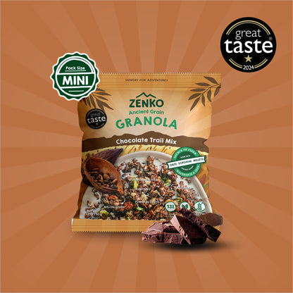 Granola | Chocolate Trail Mix - 13% Protein Per 100gm - Plant Based - Gluten Free, High In Fiber, Magnesium And Iron - Zenko - 300gm