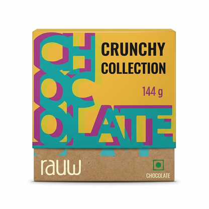 Chocolate | Crunchy Collection Chocolate - 100% Plant Based  - No  Preservative, artificial flavors or emulsifiers - Rauw - 144gm