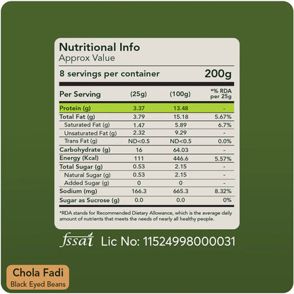 Khakhra | Chola Fodi (Black Eyed Beans)- 43g Natural Protein - High Protein Khakhra - Roasted - Vegan, Gluten Free, Jain Friendly, No Maida &amp;amp; No Added Palm Oil – Svasthyaa – 200gm