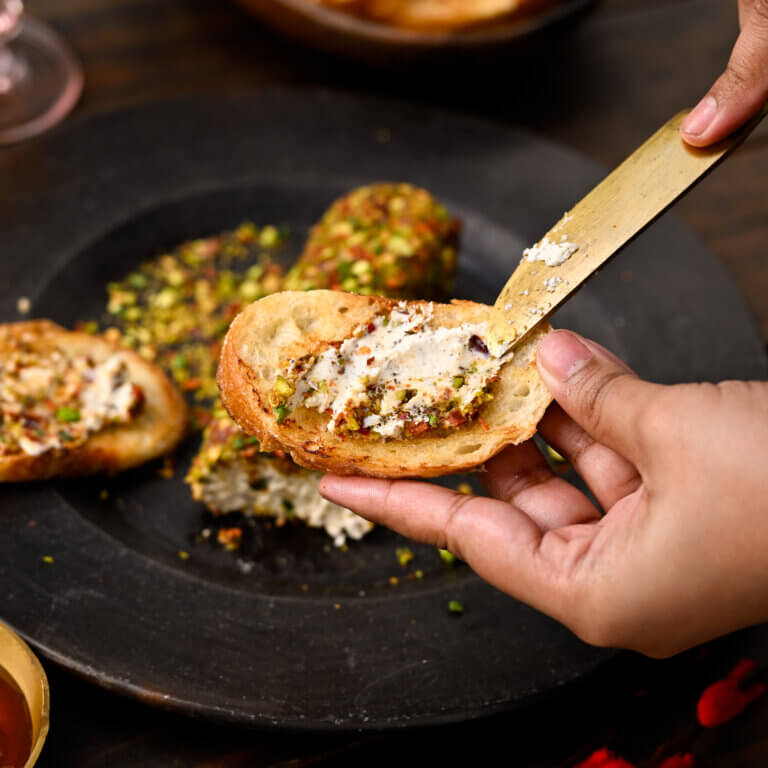 Cheese |  Truffle Fromage Cheese Log (Coated With Pistachios, Sumac, Chilli Flakes &amp; Chives)  – Farm Fresh Milk - Eleftheria Cheese - 150gm