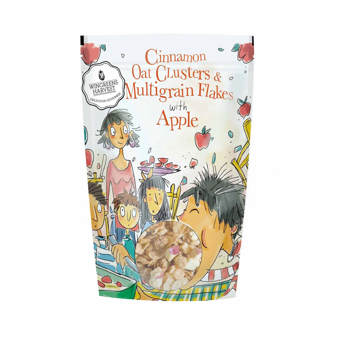 Cinnamon Oat Clusters &amp; Multi Grain Flakes With Apple - Wingreens Harvest - 350gm