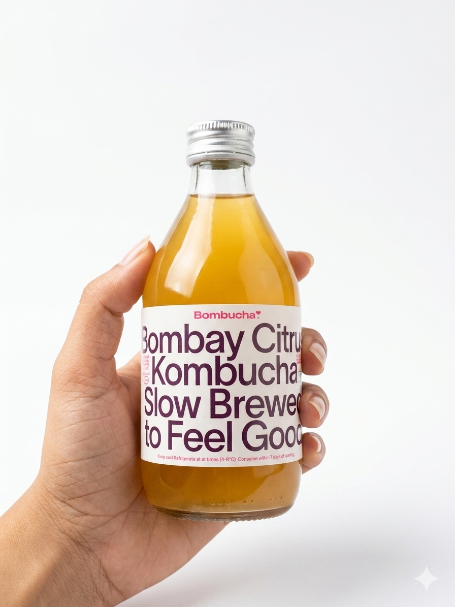 Kombucha | Bombay Citrus Kombucha Slow Brewed To Feel Good- All Natural Ingredients- No Artificial Flavours, No Preservatives- Bombucha - 300ml