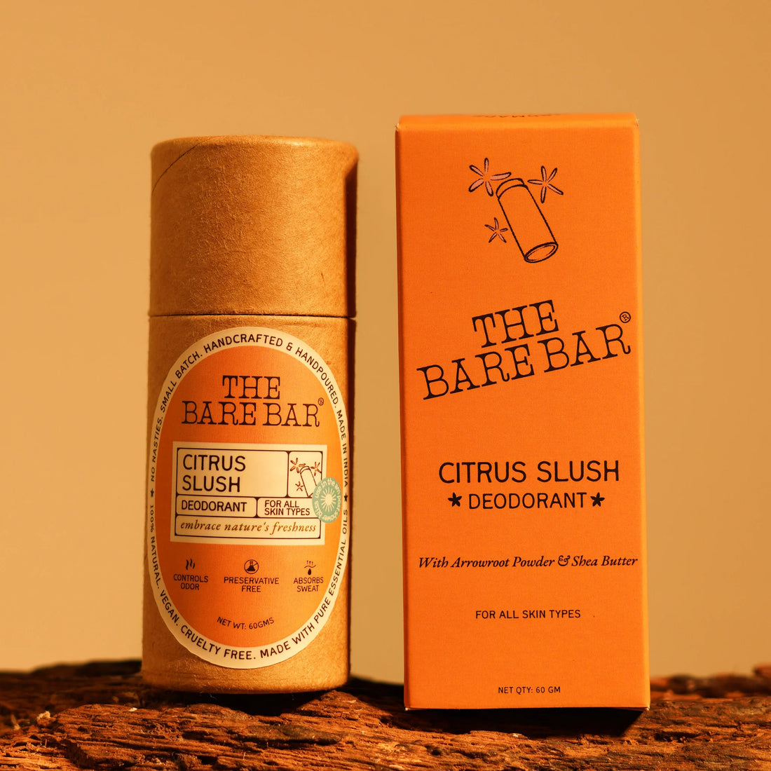 Deodorant | Citrus Slush (With Arrowroot Powder & Shea Butter) - For All Type Of Skin - The Bare Bar - 60gm