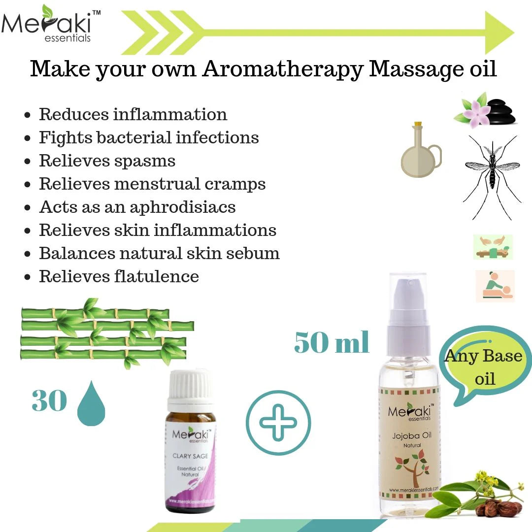 Clary Sage Essential Oil (Salvia Sclarea) - Natural - Indian - Meraki - 10ml
