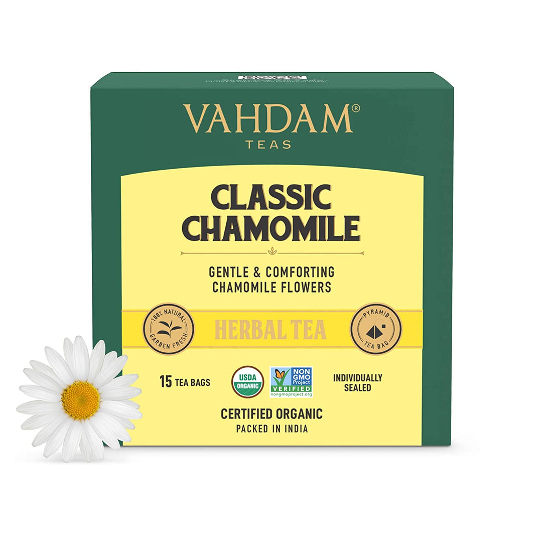 Classic Chamomile Herbal Tea – Vahdam – 15Tea Bags