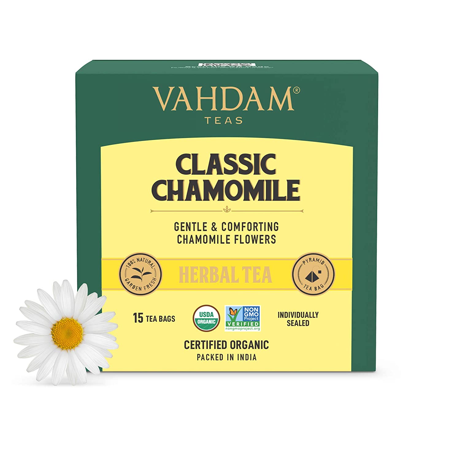 Classic Chamomile Herbal Tea – Vahdam – 15Tea Bags