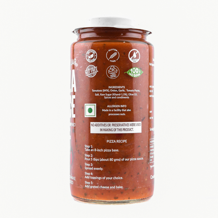 Classic Pizza Sauce – Vegan, Gluten Free, Refined Sugar Free, Nut Free &amp;amp; Zero Trans Fat - The Gourmet Jar – 390gm