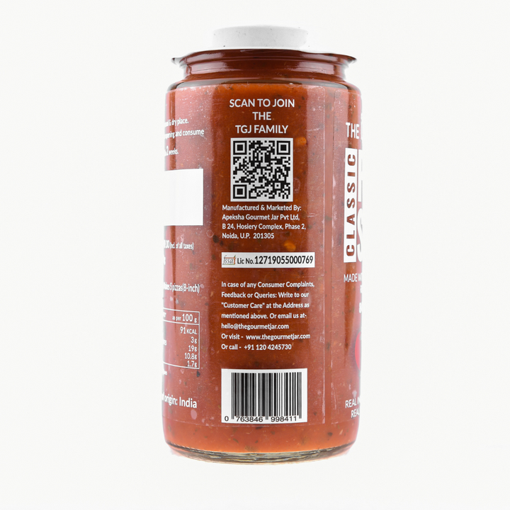 Classic Pizza Sauce – Vegan, Gluten Free, Refined Sugar Free, Nut Free &amp;amp; Zero Trans Fat - The Gourmet Jar – 390gm
