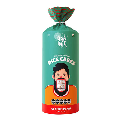 Classic Plain Rice Cakes - Unsalted - Vegan, Gluten Free, No Added Sugar &amp;amp; High Fiber - Grainic - 135gm