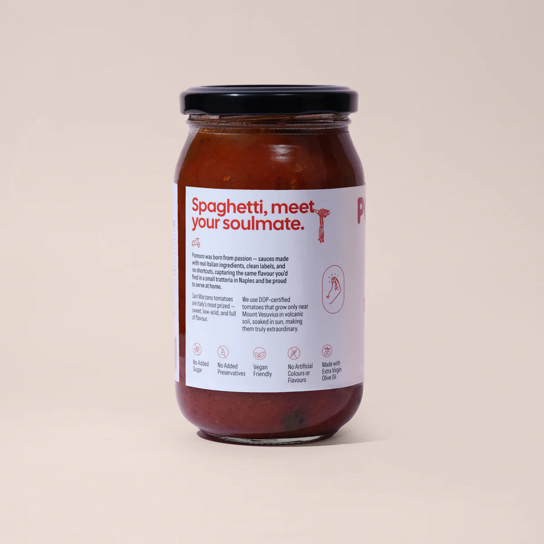 Pasta Sauce | Classic Marinara (San Marzano Tomatoes)- Made With Italian &amp; Extra Virgin Olive Oil – Vegan-No Added Sugar, No Added Preservatives – Pomoro– 390gm