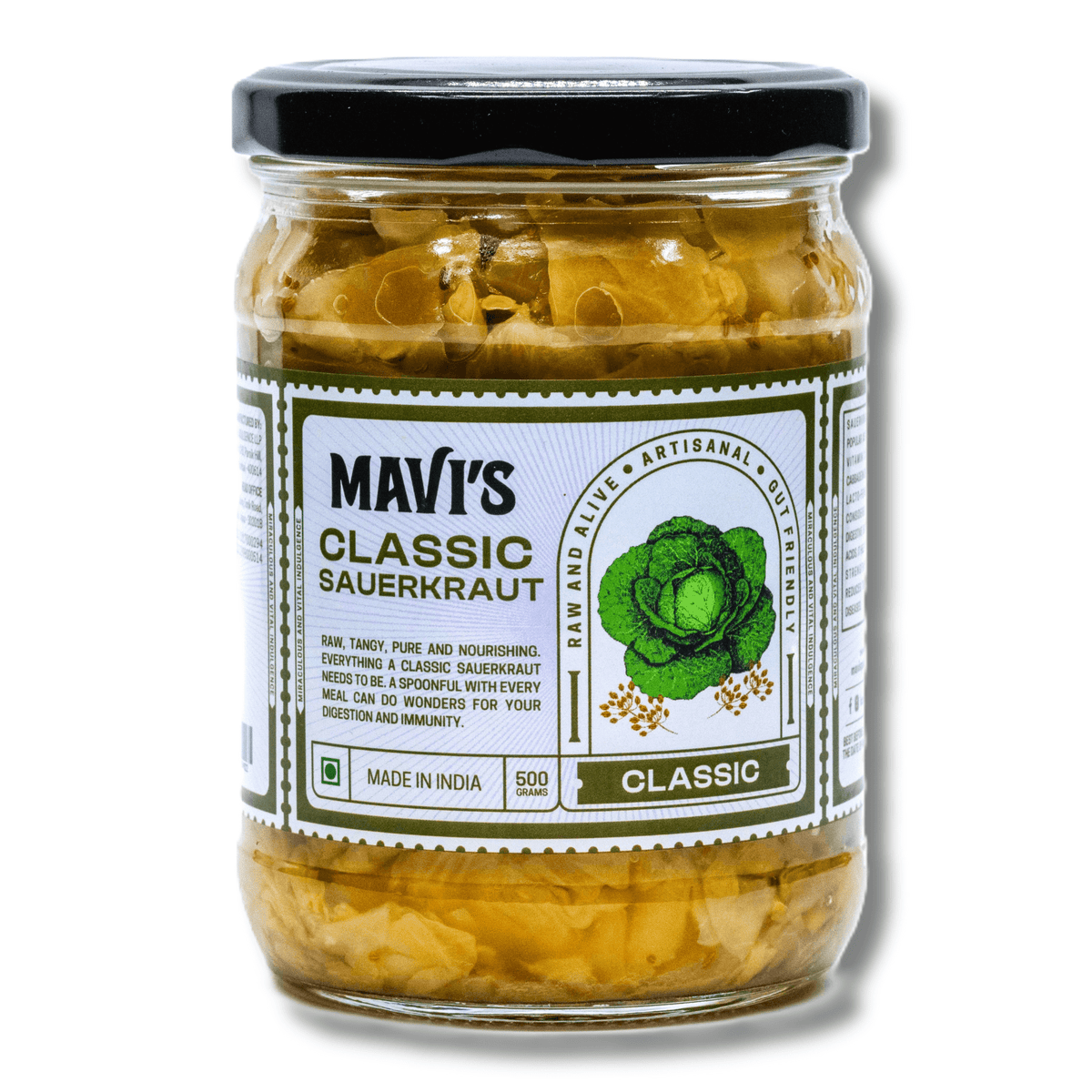 Kimchi | Classic Sauerkraut - No Added Vingear, Flavours &amp; No Preservatives - MAVI’s - 500gm