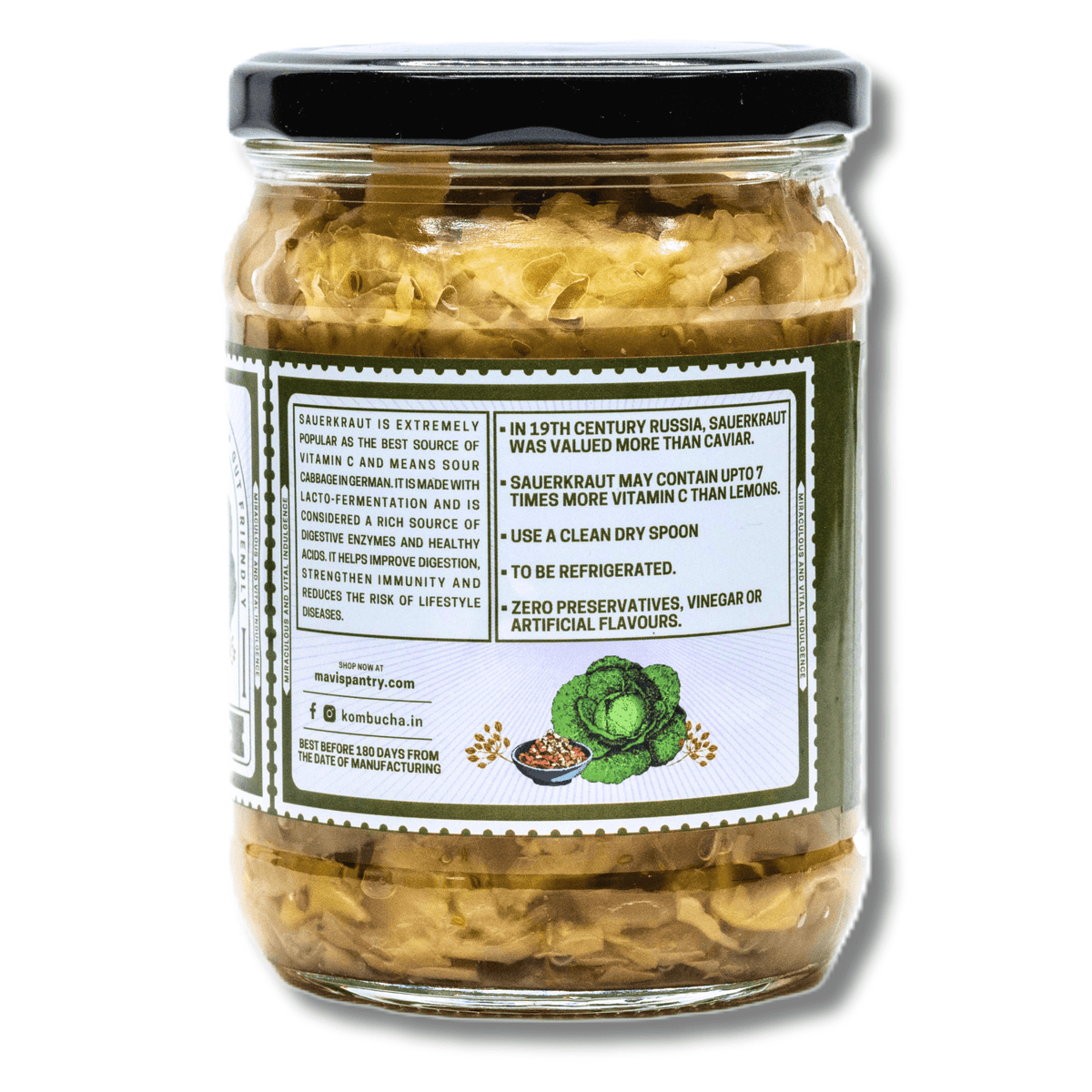 Kimchi | Classic Sauerkraut - No Added Vingear, Flavours &amp; No Preservatives - MAVI’s - 500gm