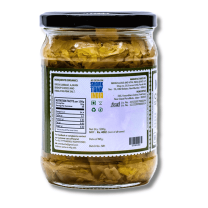 Kimchi | Classic Sauerkraut - No Added Vingear, Flavours &amp; No Preservatives - MAVI’s - 500gm