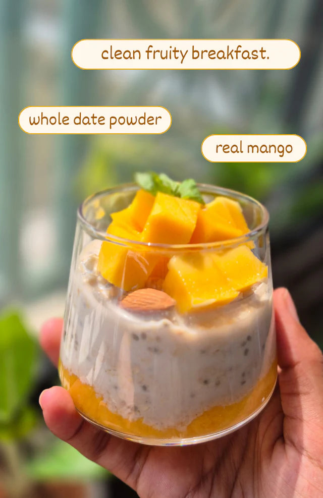 Real Mango Clean Oats - Freeze-dried fruit &amp; Date sweetened - 100% Wholefood, Plant Based -No additives , No emulsifiers, No Added Oils , No Syrups – Safe Bee – 60gm